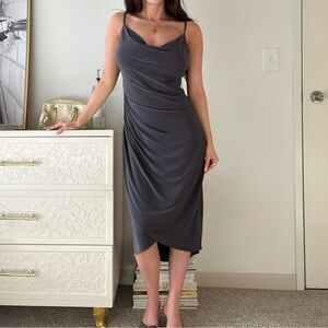 Guess Charcoal Draped Midi Dress